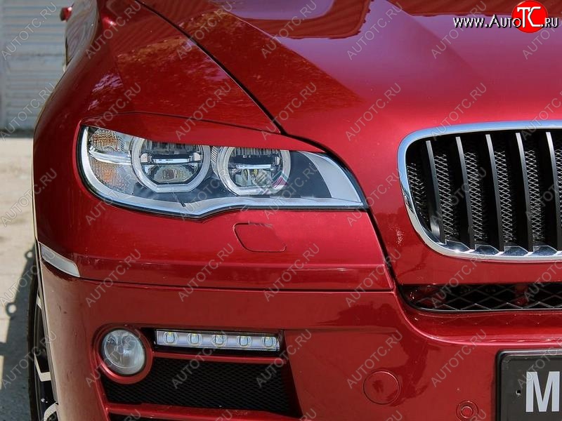 1 149 р. Реснички на фары (рестайлинг) Tuning-Sport v2 (для Led оптики)  BMW X6  E71 (2008-2012) (Неокрашенные)  с доставкой в г. Калуга