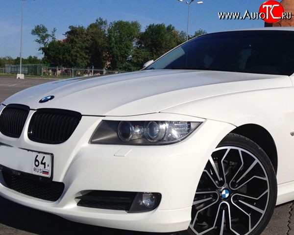 919 р. Комплект ресничек на фары M-VRS  BMW 3 серия ( E90,  E91) (2004-2012) седан дорестайлинг, седан рестайлинг, универсал рестайлинг (Без отверстий под светодиоды, Неокрашенные)  с доставкой в г. Калуга