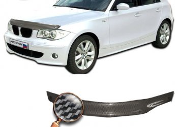 2 599 р. Дефлектор капота CA-Plastiс  BMW 1 серия ( E87,  E82,  E81) (2004-2012) (Шелкография карбон-серебро)  с доставкой в г. Калуга. Увеличить фотографию 1