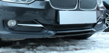 4 199 р. Защитная сетка радиатора в бампер Стрелка 11 Премиум (алюминий) BMW 3 серия F30 седан дорестайлинг (2012-2015) (Цвет: черный)  с доставкой в г. Калуга. Увеличить фотографию 1