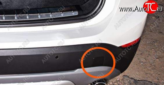 299 р. Заглушка в задний бампер SAT (под крюк) BMW X1 F48 дорестайлинг (2015-2019) (Неокрашенная)  с доставкой в г. Калуга