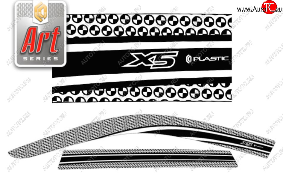 1 989 р. Дефлектора окон CA-Plastic  BMW X5  E53 (2003-2006) (Серия Art черная, Без хром молдинга)  с доставкой в г. Калуга