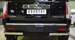 Защита заднего бампера (Ø76 мм уголки, нержавейка) Russtal Cadillac Escalade GMT926 джип 5 дв. короткая база (2006-2014)