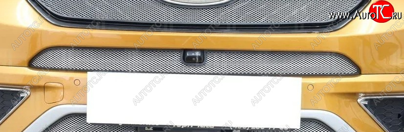 2 769 р. Защитная сетка радиатора в бампер Стрелка 11 Стандарт (алюминий/пластик, верхняя под камеру)  Chery Tiggo 7 (2016-2020) (Цвет: хром)  с доставкой в г. Калуга
