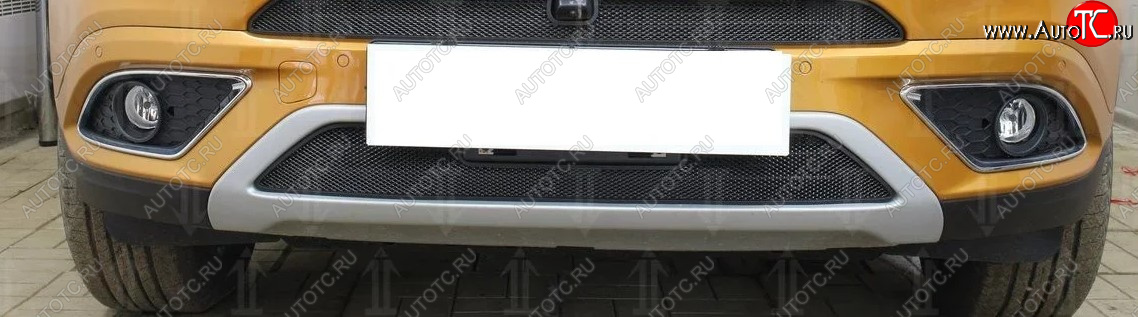 2 969 р. Защитная сетка радиатора в бампер Стрелка 11 Стандарт (алюминий/пластик, нижняя)  Chery Tiggo 7 (2016-2020) (Цвет: черный)  с доставкой в г. Калуга
