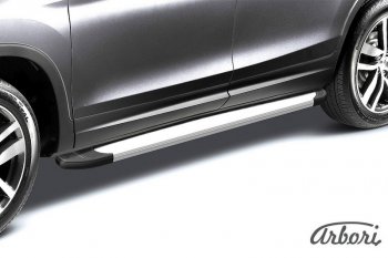 10 979 р. Порожки для ног Arbori Optima Silver Chevrolet Trailblazer GM800 дорестайлинг (2012-2016)  с доставкой в г. Калуга. Увеличить фотографию 2