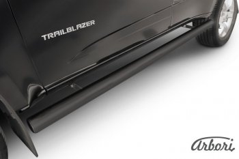 Защита штатных порогов Arbori (черная, d76 mm). Chevrolet Trailblazer GM800 дорестайлинг (2012-2016)