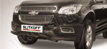 8 549 р. Защита переднего бампера Slitkoff (волна, d57)  Chevrolet Trailblazer  GM800 (2012-2016) (Сталь с полимерным покрытием. Цвет: чёрный)  с доставкой в г. Калуга. Увеличить фотографию 1