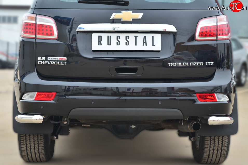 13 999 р. Защита заднего бампера (Ø63 мм уголки, нержавейка) Russtal  Chevrolet Trailblazer  GM800 (2012-2016)  с доставкой в г. Калуга