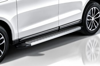 19 749 р. Пороги алюминиевые Slitkoff  Chevrolet Trailblazer  GM800 (2012-2016) (Prestige Silver)  с доставкой в г. Калуга. Увеличить фотографию 2