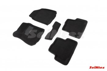 Износостойкие коврики в салон SeiNtex Premium 3D 4 шт. (ворсовые, черные) Chevrolet Aveo T300 седан (2011-2015)