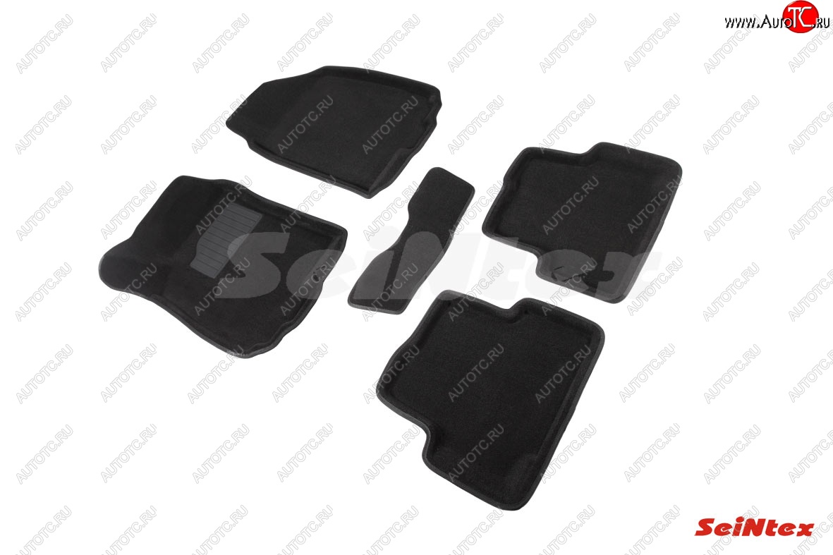 4 849 р. Износостойкие коврики в салон SeiNtex Premium 3D 4 шт. (ворсовые, черные)  Chevrolet Aveo  T300 (2011-2015)  с доставкой в г. Калуга