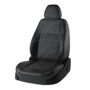Чехлы для сидений Lord Autofashion Турин Соты (экокожа) Chevrolet Aveo T200 седан (2003-2008)  (Чёрный, вставка чёрная)