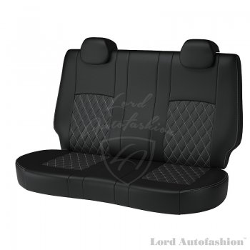 9 449 р. Чехлы для сидений Lord Autofashion Турин Ромб (экокожа)  Chevrolet Aveo  T300 (2011-2015) седан, хэтчбек (Черный, вставка черная, строчка серая)  с доставкой в г. Калуга. Увеличить фотографию 2