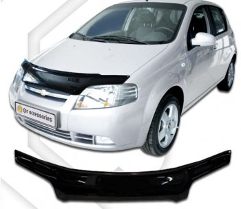 Дефлектор капота CA Plastic (черный) Chevrolet (Шевролет) Aveo (Авео)  T200 (2002-2008) T200 хэтчбек 5 дв