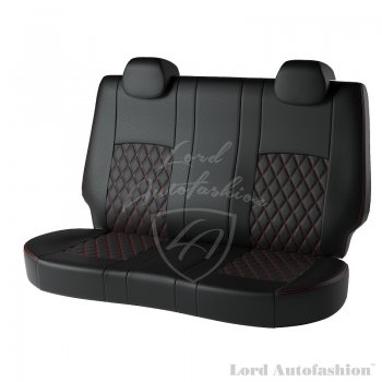 9 449 р. Чехлы для сидений Lord Autofashion Турин Ромб (экокожа)  Chevrolet Aveo ( T200,  T250) (2002-2011) хэтчбек 5 дв, хэтчбек 5 дв рестайлинг (Черный, вставка черная, строчка красная)  с доставкой в г. Калуга. Увеличить фотографию 2