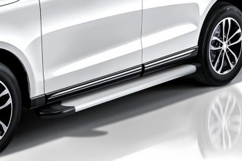 13 799 р. Пороги алюминиевые Slitkoff  Chevrolet Captiva (2013-2016) (Optima Silver)  с доставкой в г. Калуга. Увеличить фотографию 3