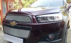 3 199 р. Сетка на бампер Russtal (хром)  Chevrolet Captiva (2011-2013)  с доставкой в г. Калуга. Увеличить фотографию 2