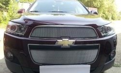 3 199 р. Сетка на бампер Russtal (хром)  Chevrolet Captiva (2011-2013)  с доставкой в г. Калуга. Увеличить фотографию 1