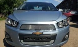 3 199 р. Сетка на бампер Russtal (хром) Chevrolet Captiva 2-ой рестайлинг (2013-2016)  с доставкой в г. Калуга. Увеличить фотографию 3
