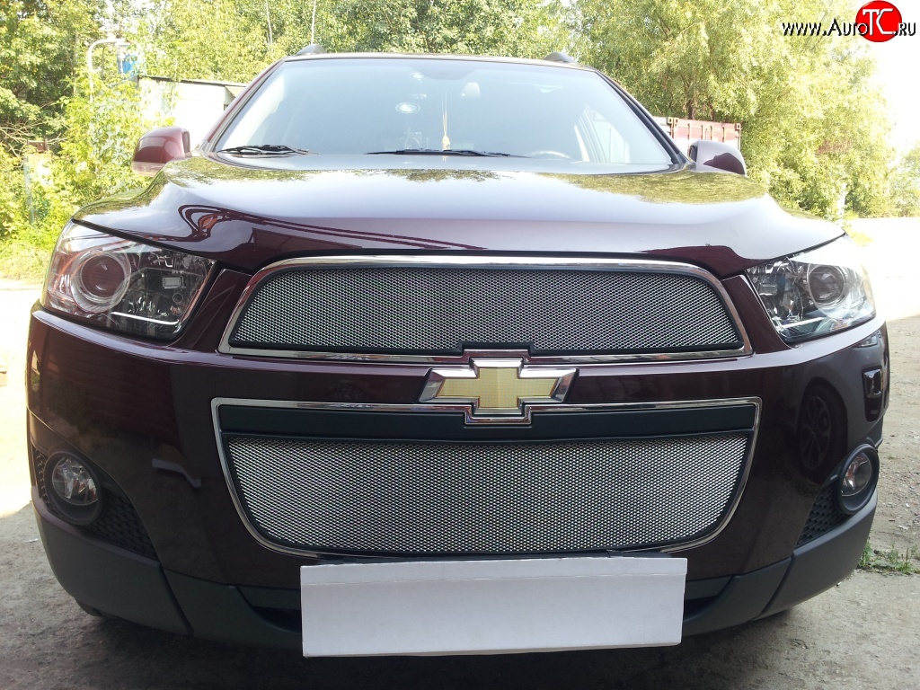 3 199 р. Сетка на бампер Russtal (хром)  Chevrolet Captiva (2011-2013)  с доставкой в г. Калуга