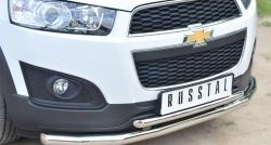 17 999 р. Защита переднего бампера (2 трубыØ63 и 42 мм, нержавейка) Russtal  Chevrolet Captiva (2013-2016)  с доставкой в г. Калуга. Увеличить фотографию 2