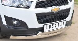 25 999 р. Защита переднего бампера (2 трубыØ75х42 мм, нержавейка) Russtal  Chevrolet Captiva (2013-2016)  с доставкой в г. Калуга. Увеличить фотографию 2