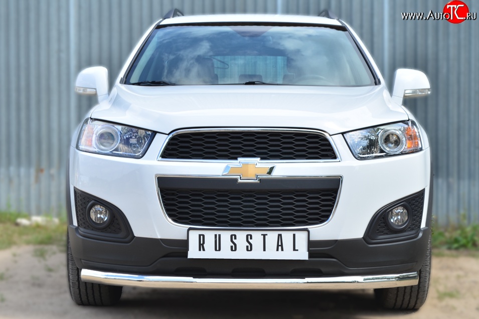 14 999 р. Одинарная защита переднего бампера диаметром 63 мм (рестайлинг) Russtal  Chevrolet Captiva (2013-2016)  с доставкой в г. Калуга