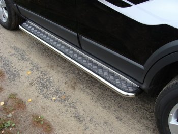 24 749 р. Широкая защита порогов с трубой диаметром 42 мм Russtal v3  Chevrolet Captiva (2013-2016)  с доставкой в г. Калуга. Увеличить фотографию 2