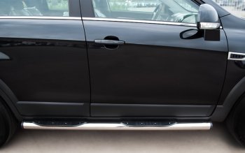 Защита порогов из трубы d76 мм с пластиковыми вставками для ног Russtal v2 Chevrolet Captiva 1-ый рестайлинг (2011-2013)