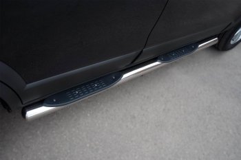 15 599 р. Защита порогов из трубы d76 мм с пластиковыми вставками для ног Russtal v3  Chevrolet Captiva (2011-2013)  с доставкой в г. Калуга. Увеличить фотографию 3