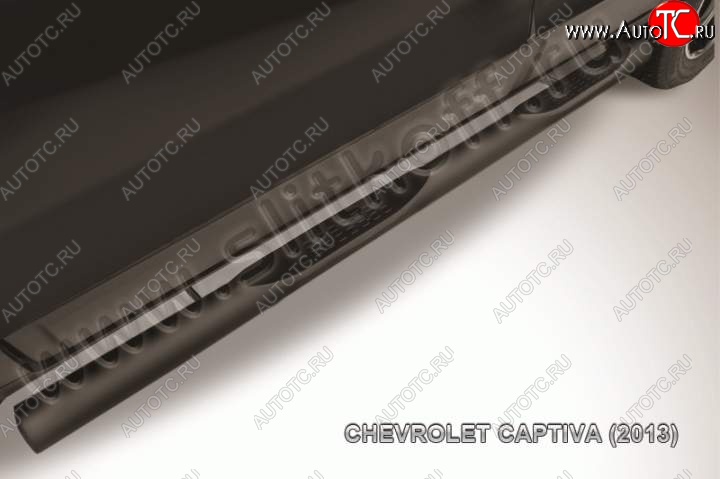 9 749 р. Защита порогов d76 с проступями Slitkoff  Chevrolet Captiva (2013-2016) (Цвет: серебристый)  с доставкой в г. Калуга