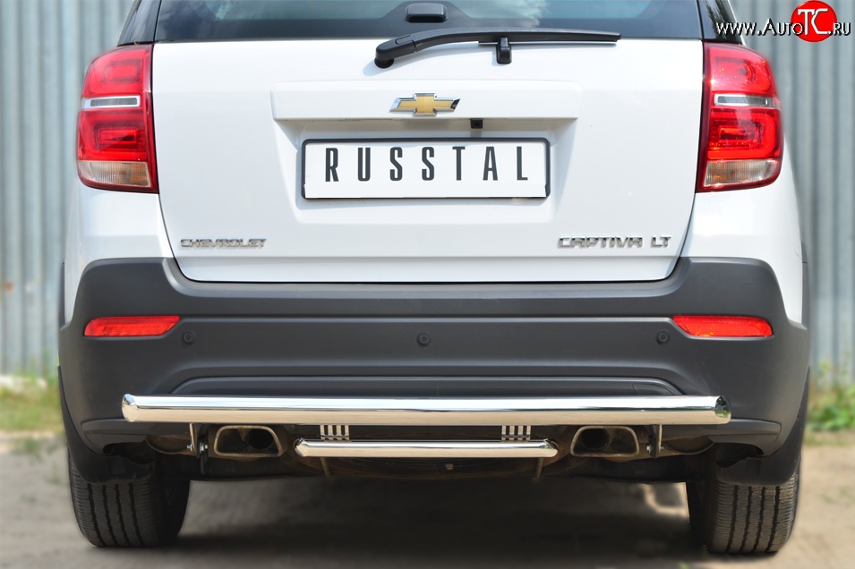 14 999 р. Защита заднего бампера (Ø63 и 42 мм, нержавейка) Russtal  Chevrolet Captiva (2013-2016)  с доставкой в г. Калуга