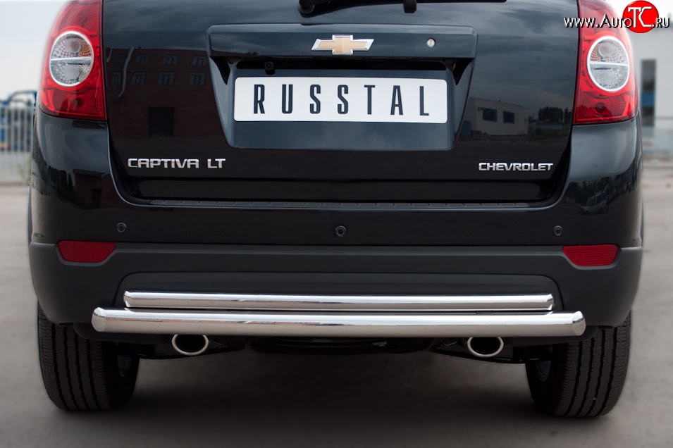 17 749 р. Защита заднего бампера (Ø63 и 42 мм, нержавейка) Russtal  Chevrolet Captiva (2011-2013)  с доставкой в г. Калуга