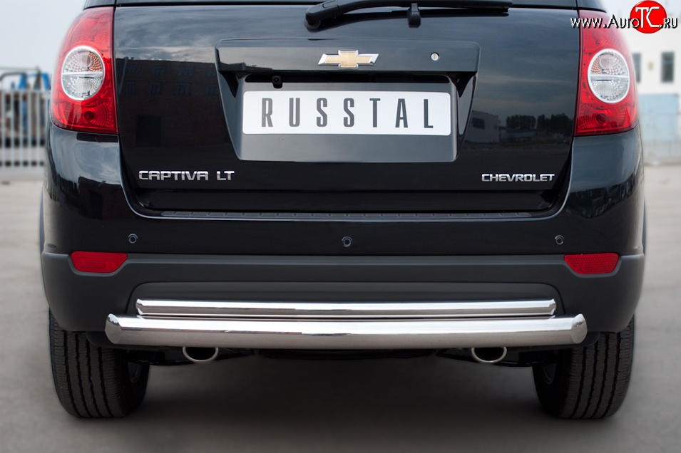 17 999 р. Защита заднего бампера (Ø76 и 42 мм, нержавейка) Russtal  Chevrolet Captiva (2011-2013)  с доставкой в г. Калуга