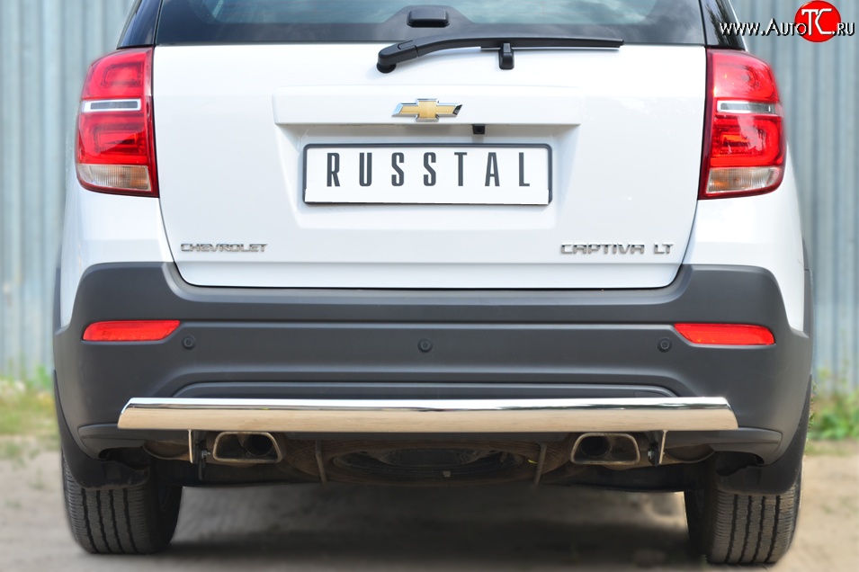 14 999 р. Защита заднего бампера (Ø75x42 мм, нержавейка) Russtal  Chevrolet Captiva (2013-2016)  с доставкой в г. Калуга