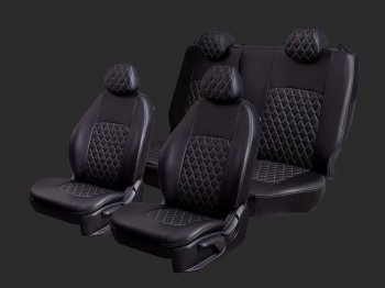 Чехлы для сидений Lord Autofashion Турин Ромб (экокожа, спинка 60/40, 2 Г-образных подголовника) Chevrolet Cobalt седан дорестайлинг (2011-2016)