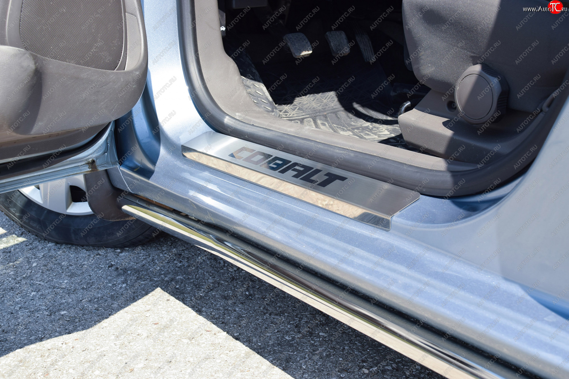 13 399 р. Защита порогов Petroil Tuning (Ø38 мм)  Chevrolet Cobalt (2019-2024) (Нержавейка)  с доставкой в г. Калуга