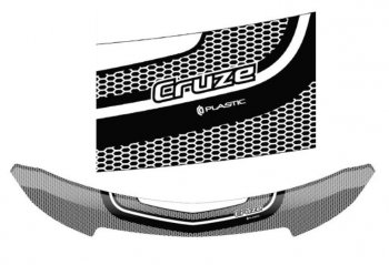 2 399 р. Дефлектор капота CA-Plastiс  Chevrolet Cruze ( седан,  2) (2009-2019) (Серия Art белая)  с доставкой в г. Калуга. Увеличить фотографию 1