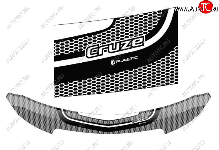 2 399 р. Дефлектор капота CA-Plastiс  Chevrolet Cruze ( седан,  2) (2009-2019) (Серия Art черная)  с доставкой в г. Калуга