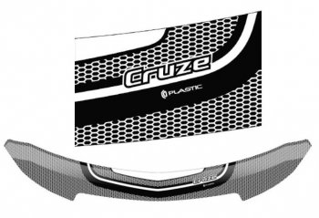 2 399 р. Дефлектор капота CA-Plastiс  Chevrolet Cruze  хэтчбек (2009-2015) (Серия Art черная)  с доставкой в г. Калуга. Увеличить фотографию 1