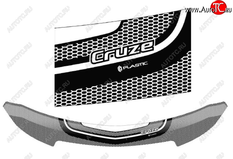 2 399 р. Дефлектор капота CA-Plastiс  Chevrolet Cruze  хэтчбек (2009-2015) (Серия Art черная)  с доставкой в г. Калуга