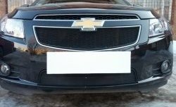 1 469 р. Нижняя сетка на бампер Russtal (черная)  Chevrolet Cruze ( седан,  хэтчбек) (2009-2015)  с доставкой в г. Калуга. Увеличить фотографию 4