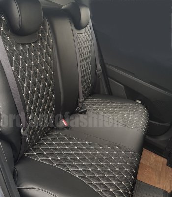 16 749 р. Чехлы для сидений Lord Autofashion Байрон (экокожа)  Chevrolet Cruze  седан (2009-2015) (Чёрный, вставка чёрная, строчка бежевая)  с доставкой в г. Калуга. Увеличить фотографию 4