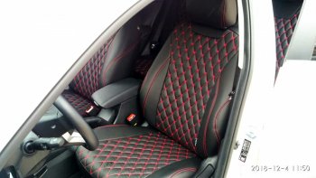 12 499 р. Чехлы для сидений Lord Autofashion Байрон (экокожа)  Chevrolet Cruze  седан (2009-2015) (Чёрный, вставка чёрная, строчка красная)  с доставкой в г. Калуга. Увеличить фотографию 3