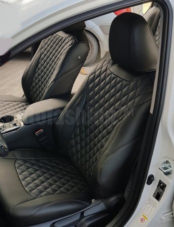 13 649 р. Чехлы для сидений Lord Autofashion Байрон (экокожа)  Chevrolet Cruze  седан (2009-2015) (Чёрный, вставка чёрная, строчка чёрная)  с доставкой в г. Калуга. Увеличить фотографию 4