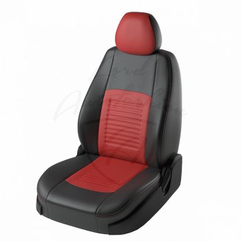 8 599 р. Чехлы для сидений Lord Autofashion Турин (экокожа)  Chevrolet Cruze  седан (2009-2015) (Чёрный, вставка красная)  с доставкой в г. Калуга. Увеличить фотографию 1