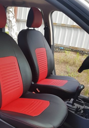 8 599 р. Чехлы для сидений Lord Autofashion Турин (экокожа)  Chevrolet Cruze  седан (2009-2015) (Чёрный, вставка красная)  с доставкой в г. Калуга. Увеличить фотографию 2