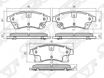 1 289 р. Колодки тормозные передние SAT (диски 276мм) Chevrolet Cruze хэтчбек J305 (2012-2015)  с доставкой в г. Калуга. Увеличить фотографию 1