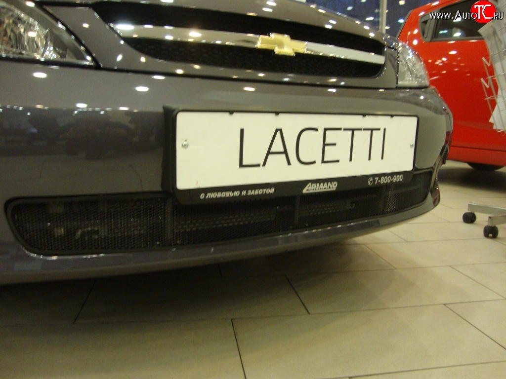 1 469 р. Сетка на бампер Russtal (черная) Chevrolet Lacetti хэтчбек (2002-2013)  с доставкой в г. Калуга